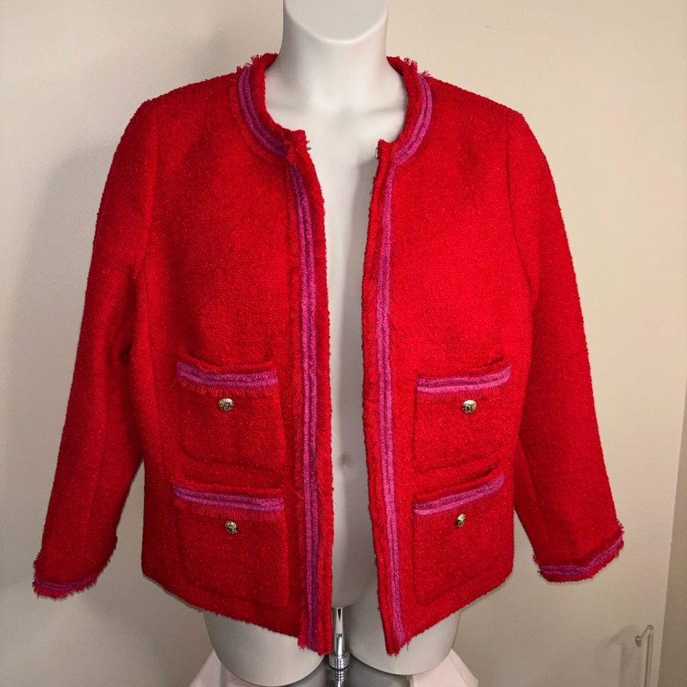 NWT Talbots Red and Pink Women's Jacket. Sz. 18
